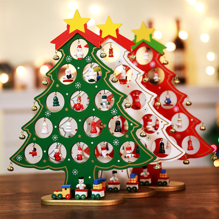 Wholesale Decorative Christmas Monolithic Wooden Small DIY Mini Christmas Tree JDC-DCN-QinB004