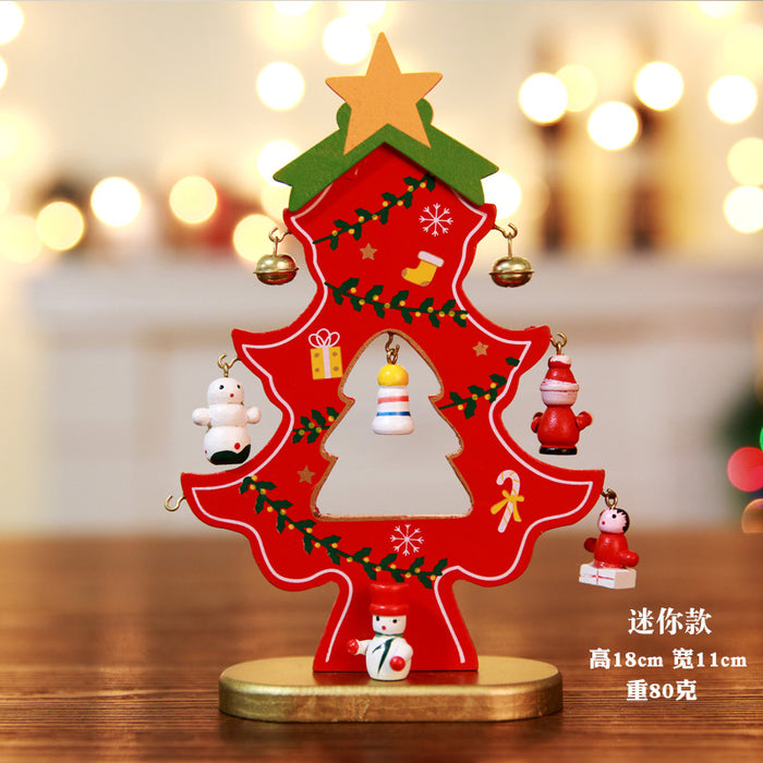 Decoración al por mayor Decorativa Monolítica Madera Pequeña Mini Árbol de Navidad JDC-DCN-Qinb004