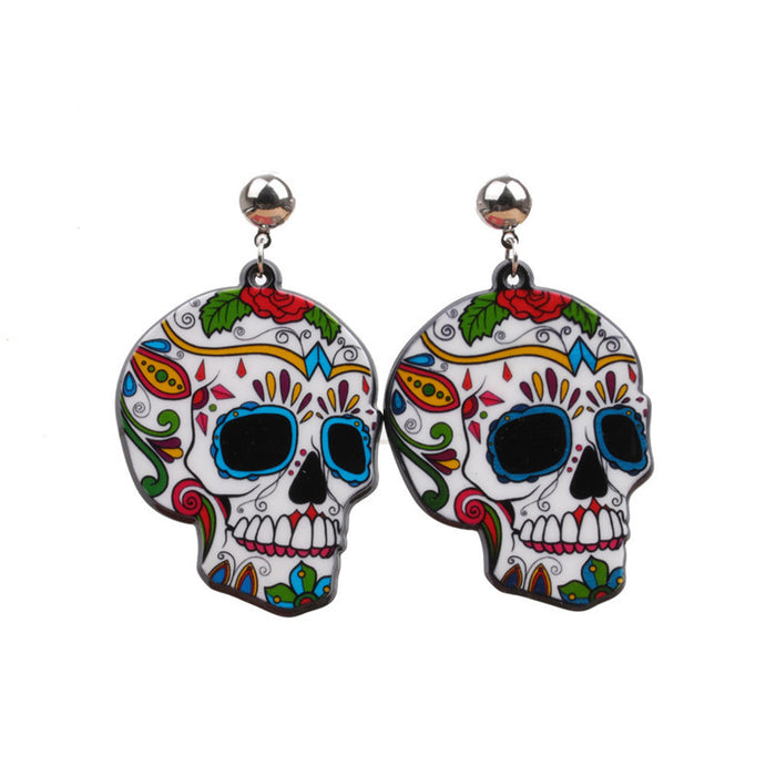 Wholesale Halloween Acrylic Skull Cross Earrings JDC-ES-ML076