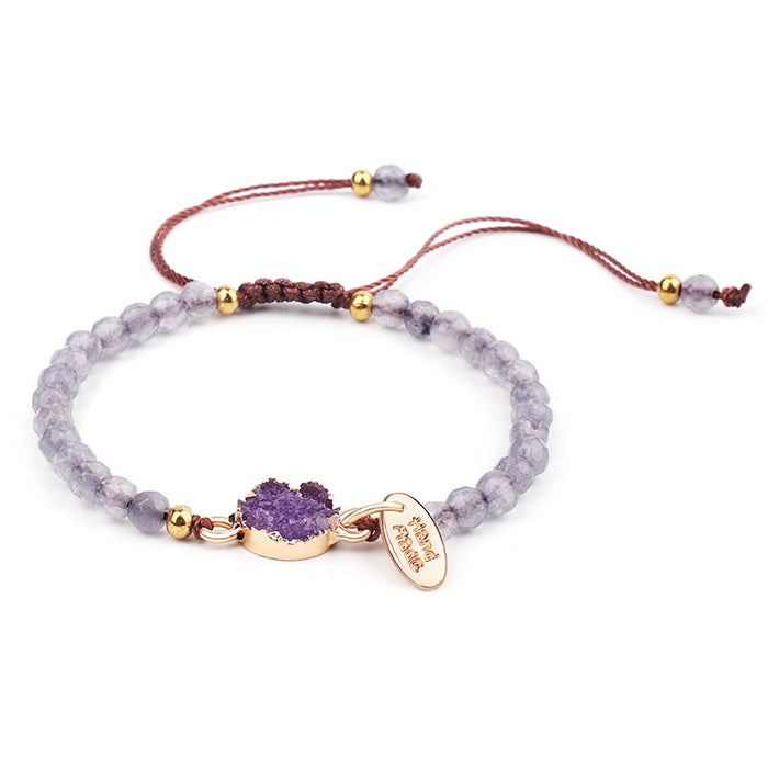 Wholesale Bracelet Stone Faceted Pink Hand Woven MOQ≥3 JDC-BT-QiuX030