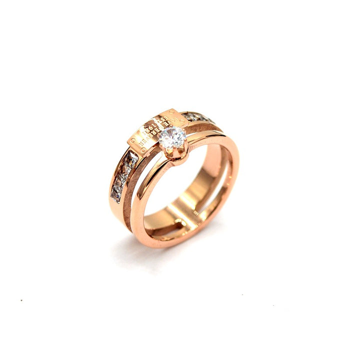 Wholesale Ring Alloy Titanium Steel Vintage Double Layer Ring JDC-RS-Yuqin002