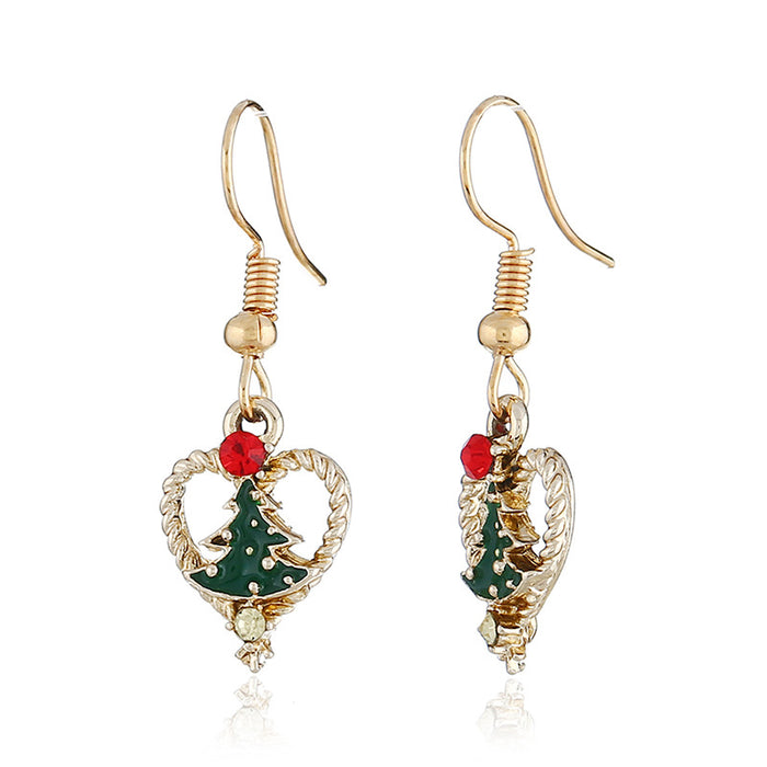 Wholesale Earrings Zinc Alloy Rhinestones Christmas Tree Hearts JDC-ES-KaiQ065