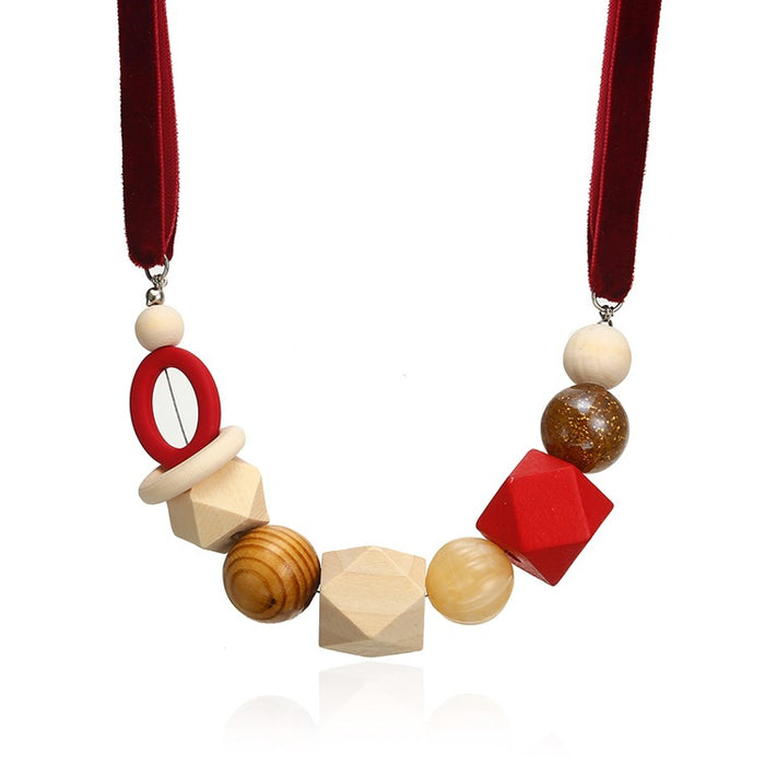 Wholesale flannel necklace women's geometric type JDC-NE-nanrong003