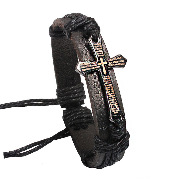 Wholesale Bracelet Men's Alloy Leather Cross JDC-BT-QiN031