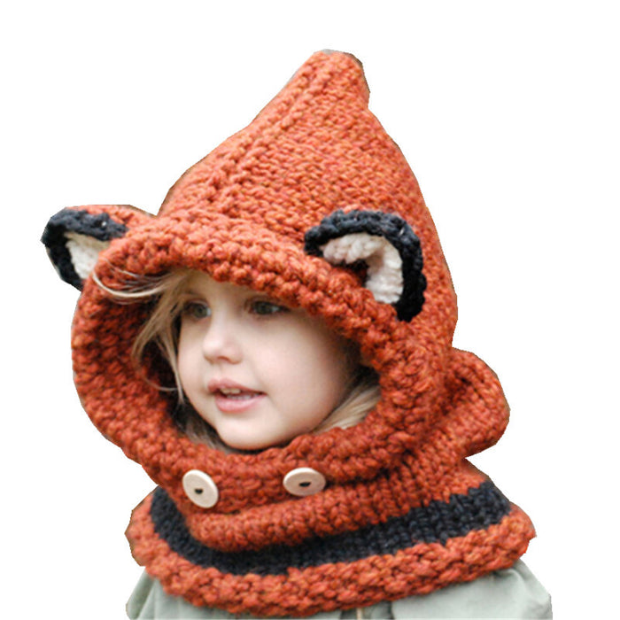 Wholesale Hat Acrylic Cute Rabbit Fox Scarf Hooded MOQ≥2 JDC-FH-YHu001