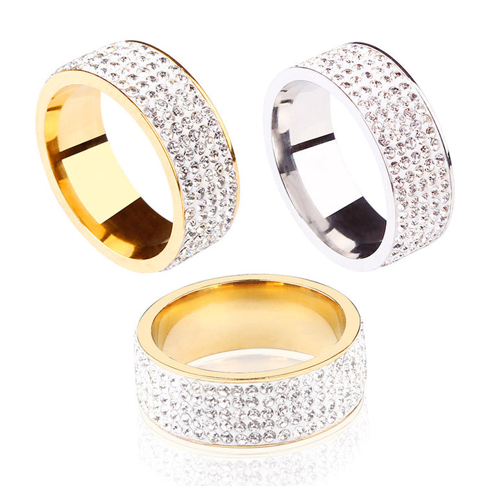 Jewelry WholesaleWholesale titanium steel five row diamond ring JDC-RS-TianW006 Rings 添旺 %variant_option1% %variant_option2% %variant_option3%  Factory Price JoyasDeChina Joyas De China