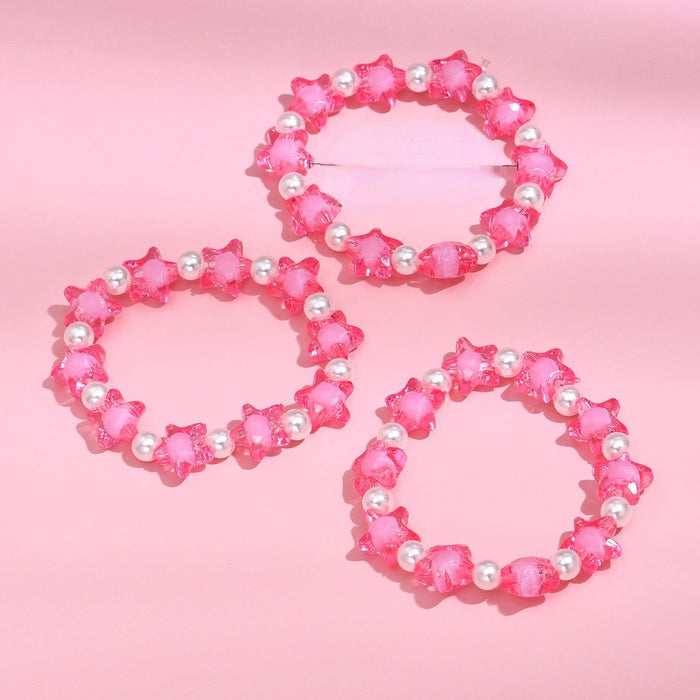 Wholesale Individually Packaged Pink Children's Moe Nali San Bead Bracelet Three Piece Set JDC-BT-gaotu001