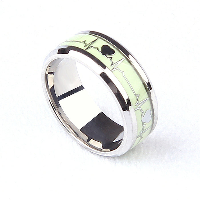 Jewelry WholesaleWholesale luminous ECG titanium steel finger ring JDC-RS-TianW003 Rings 添旺 %variant_option1% %variant_option2% %variant_option3%  Factory Price JoyasDeChina Joyas De China