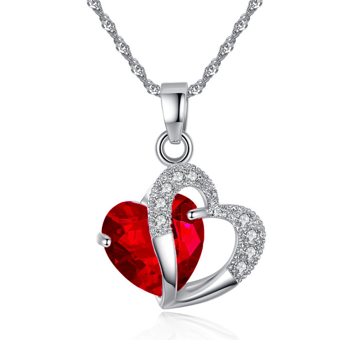 Wholesale Necklaces Copper Inlaid Zircon Heart Design Sense Temperament JDC-NE-BeiF006