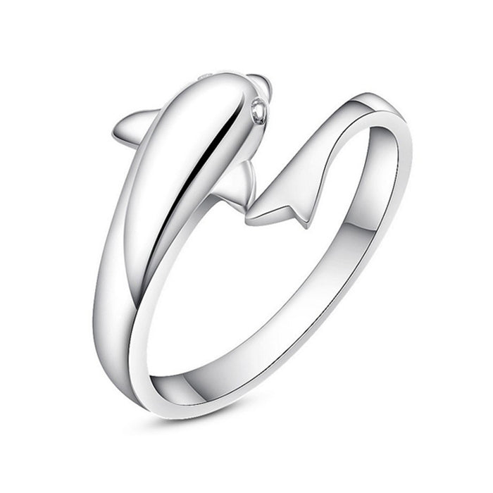 Jewelry WholesaleWholesale 925 Sterling Silver Open Dolphin Ring JDC-RS-JianM017 Rings 简漫 %variant_option1% %variant_option2% %variant_option3%  Factory Price JoyasDeChina Joyas De China