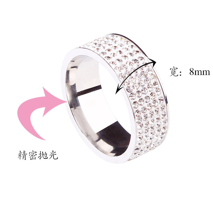 Jewelry WholesaleWholesale titanium steel five row diamond ring JDC-RS-TianW006 Rings 添旺 %variant_option1% %variant_option2% %variant_option3%  Factory Price JoyasDeChina Joyas De China