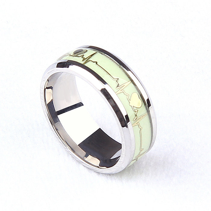 Jewelry WholesaleWholesale luminous ECG titanium steel finger ring JDC-RS-TianW003 Rings 添旺 %variant_option1% %variant_option2% %variant_option3%  Factory Price JoyasDeChina Joyas De China