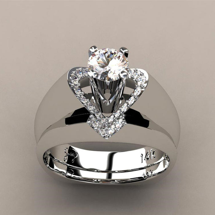 Wholesale Rings Alloy Imitation Diamond Heart JDC-RS-sanj061