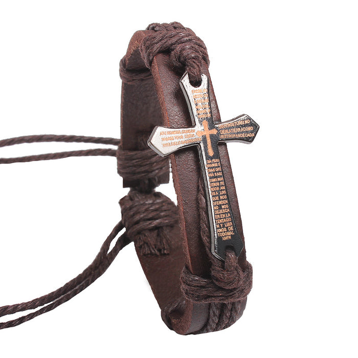 Wholesale Bracelet Men's Alloy Leather Cross JDC-BT-QiN031