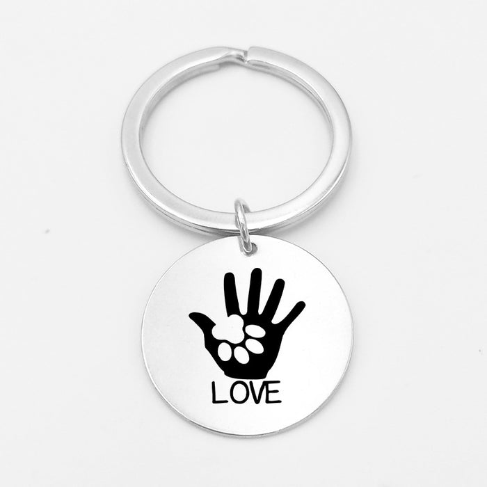 Wholesale Palm Print Gossip Dog Paw Stainless Steel Keychain MOQ≥6 JDC-KC-FTuo001
