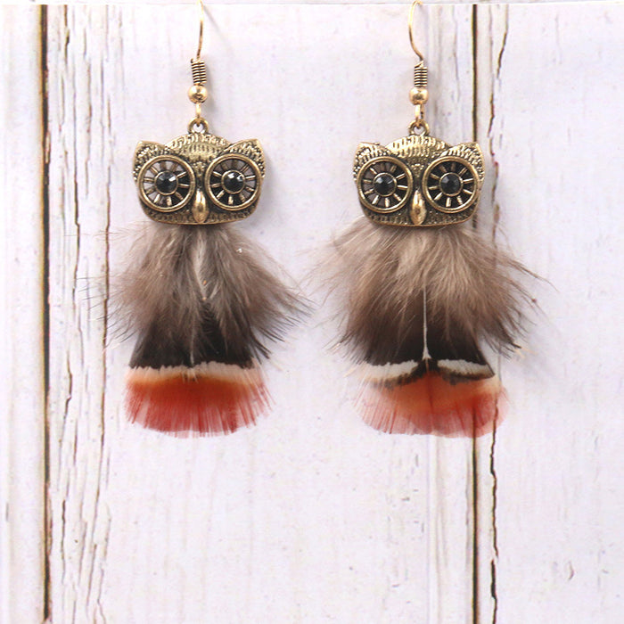 Wholesale Earring Feather Cute Owl JDC-ES-Yuhong014