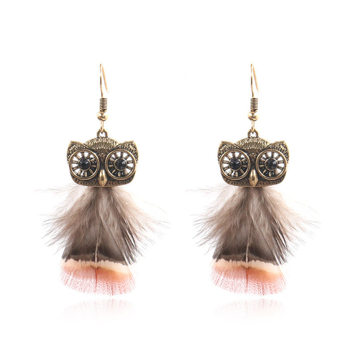 Wholesale Earring Feather Cute Owl JDC-ES-Yuhong014