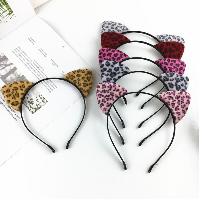 Jewelry WholesaleWholesale cute leopard print cat ears headband sweet and super cute JDC-HD-Ruir001 Headband 蕊柔 %variant_option1% %variant_option2% %variant_option3%  Factory Price JoyasDeChina Joyas De China