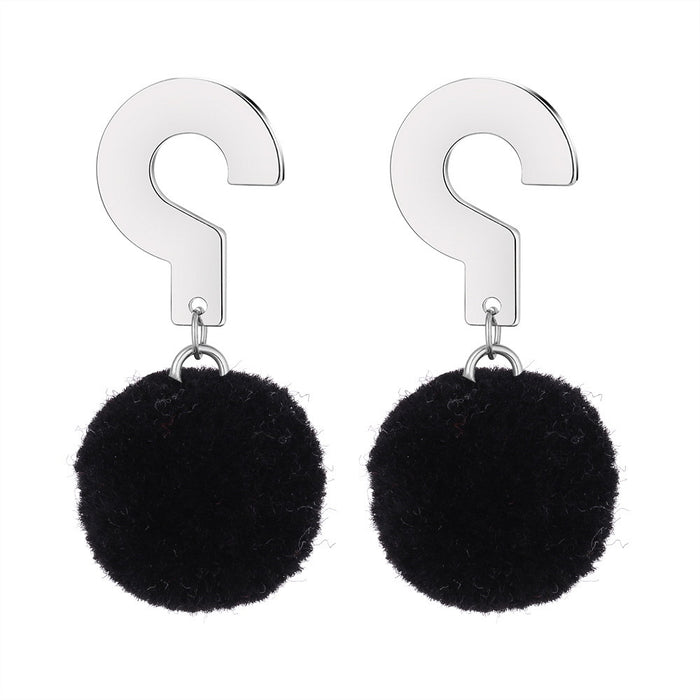 Wholesale earrings alloy plush ball question mark handmade MOQ≥2 JDC-ES-qz011