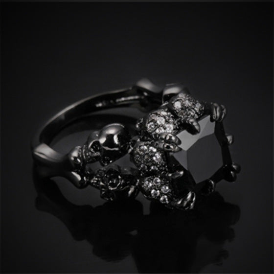 Allane Square Stone Black Skull Allan anillo de aleación JDC-RS-LiUy002