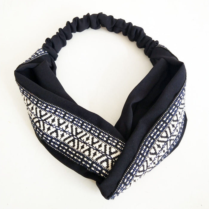 Wholesale cotton and linen ethnic style solid color with cross hairband JDC-HD-TangYun001
