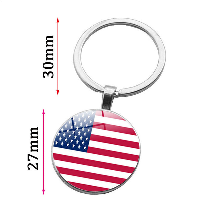 Wholesale 4th of July alloy independence day diy keychain MOQ≥2 JDC-KC-Hengx004