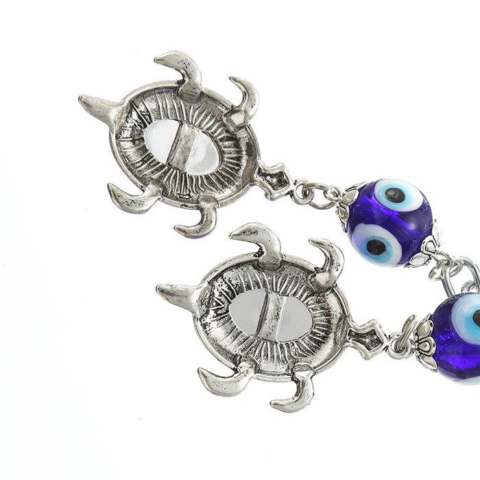 Wholesale Diamond Blue Devil's Eye Turtle Alloy Keychain MOQ≥12 JDC-KC-TYi001