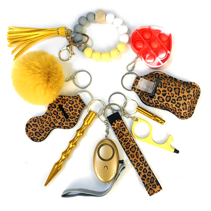 Wholesale Silicone Beaded Diving Material Hair Ball Wristlet Keychain Set MOQ≥3 JDC-KC-LFeng004