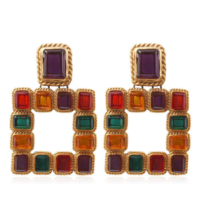 Wholesale Color Crystal Imitation Diamond Alloy Earrings JDC-ES-Qiandi020