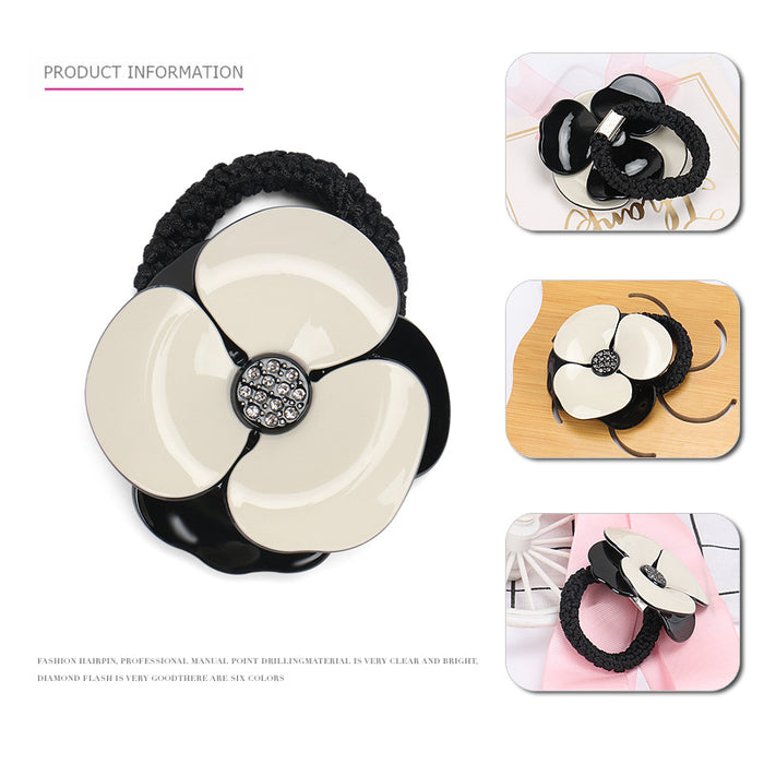 Wholesale Hair Scrunchies Acetate Sheet Camellia Flannel Premium JDC-HS-jinhe001