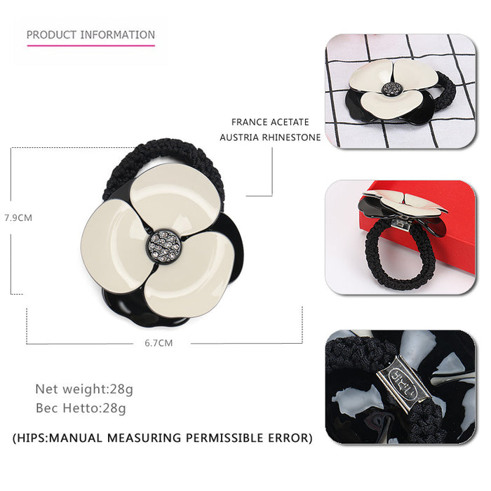 Wholesale Hair Scrunchies Acetate Sheet Camellia Flannel Premium JDC-HS-jinhe001