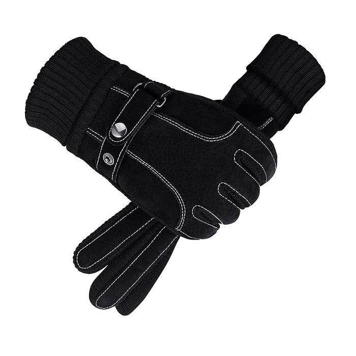 Pantalla táctil de cuero de guantes al por mayor más terciopelo al aire libre MOQ≥2 JDC-GS-QIF008