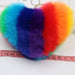 Jewelry WholesaleWholesale Imitation Rabbit Fur Heart Shape Rainbow Fur Ball Pom Pom Keychain JDC-KC-Zuge002 Keychains 祖格 %variant_option1% %variant_option2% %variant_option3%  Factory Price JoyasDeChina Joyas De China