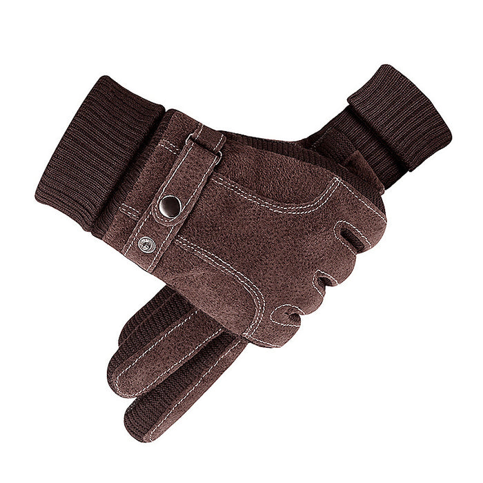 Pantalla táctil de cuero de guantes al por mayor más terciopelo al aire libre MOQ≥2 JDC-GS-QIF008