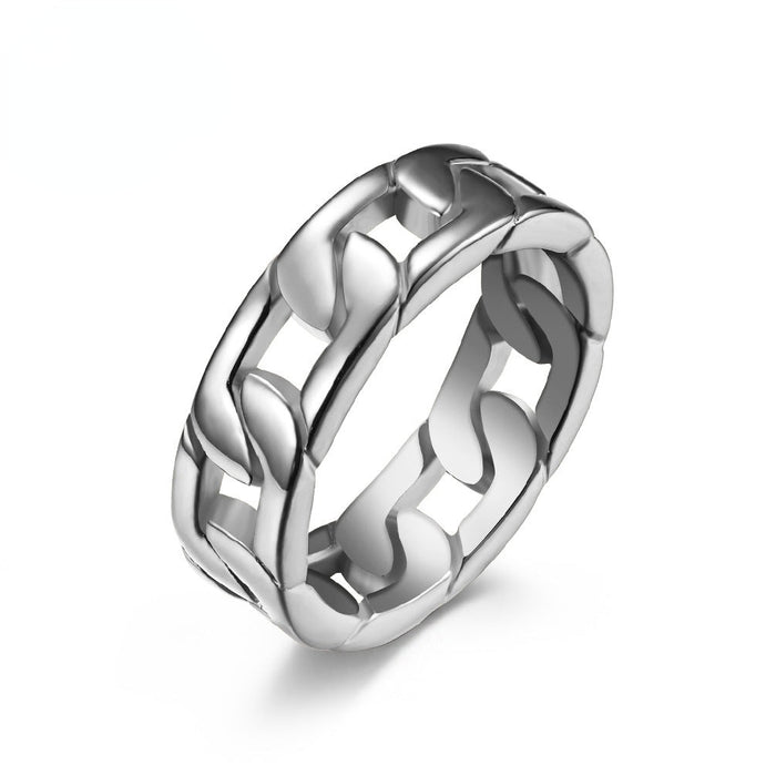 Jewelry WholesaleWholesale weave Cuban chain stainless steel ring ring JDC-RS-QianF008 Rings 千风 %variant_option1% %variant_option2% %variant_option3%  Factory Price JoyasDeChina Joyas De China