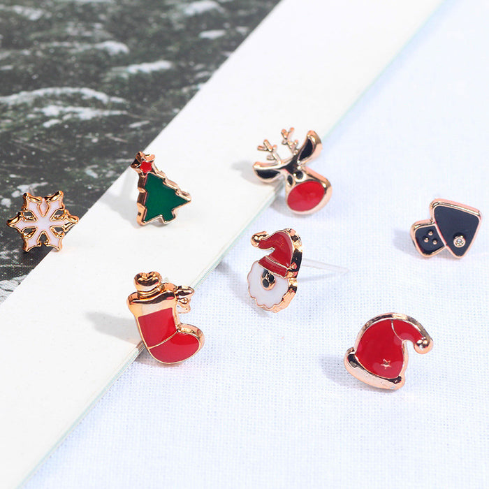Wholesale Earring Alloy Cute Cartoon Christmas Stud Earrings Combination Set JDC-ES-MDD088