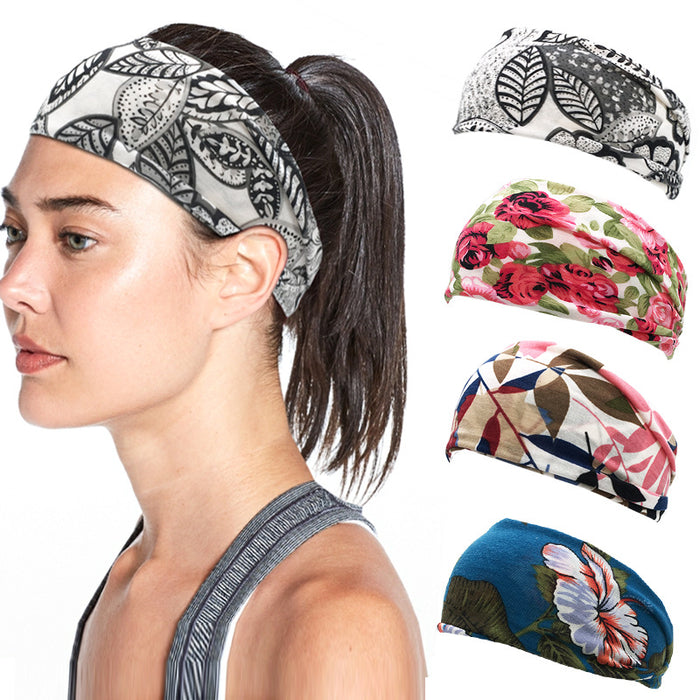 Wholesale Headband Fabric Sports Yoga Sweat-wicking Cotton Print JDC-HD-GuanY003