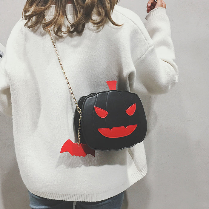 Bolsa de hombro al por mayor Halloween Linda bolsa de cadena de calabaza MOQ≥2 JDC-SD-CHUFENG001