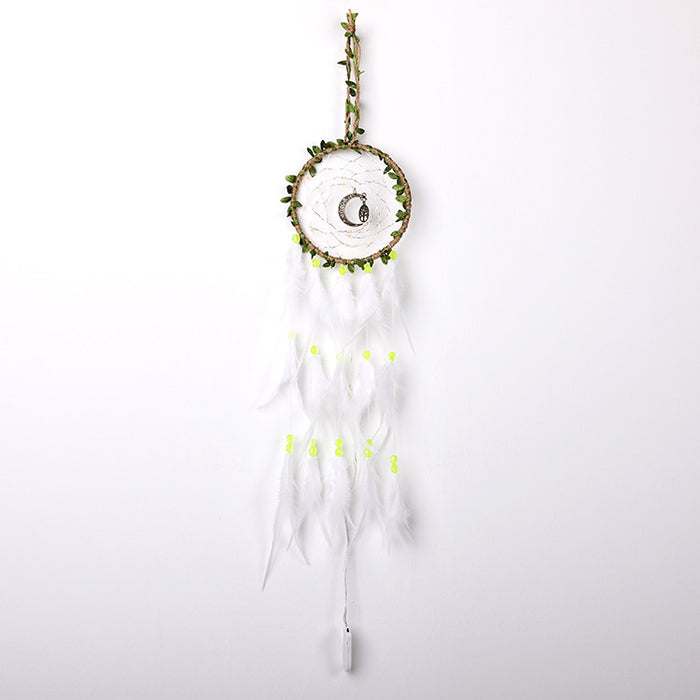 Wholesale Dream Catcher Feather Art Handmade With LED Light Ornament MOQ≥2 JDC-DC-HaoR003