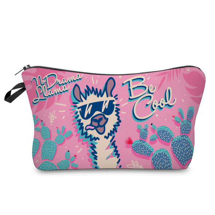Wholesale Printed Alpaca Cosmetic Bag Clutch For Women JDC-CB-XinD005