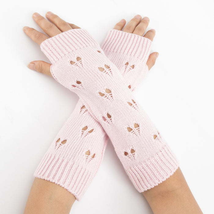 Wholesale Gloves Acrylic Short Fake Sleeves Hollow Knit Warm Half Finger Fingerless Arm Cover MOQ≥2 JDC-GS-HonH004