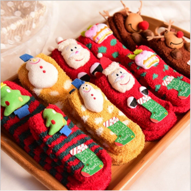 Wholesale Sock Coral Fleece Christmas Autumn Winter Thick JDC-SK-XinER002