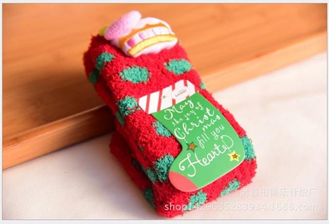 Wholesale Sock Coral Fleece Christmas Autumn Winter Thick JDC-SK-XinER002