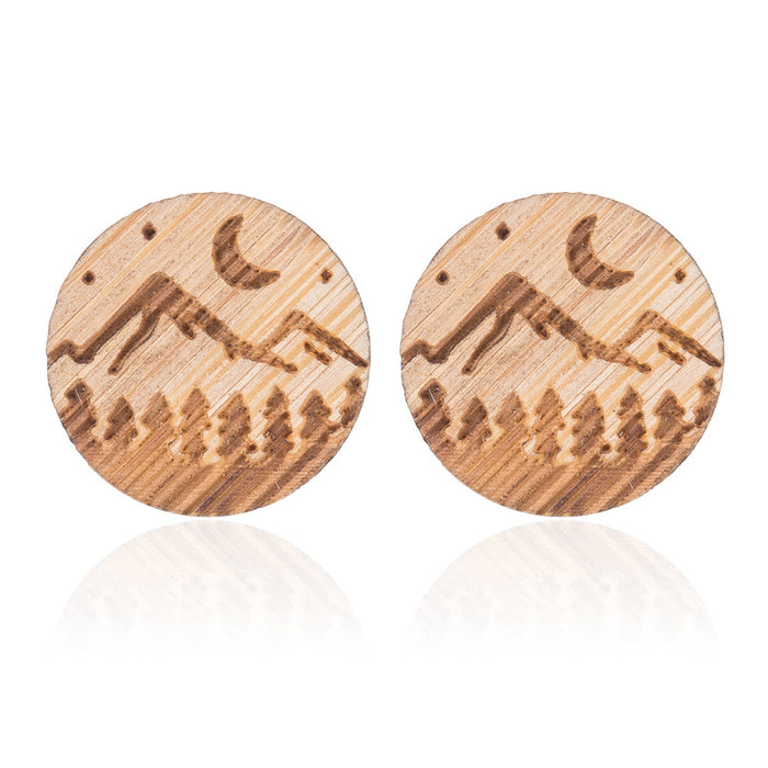 Wholesale Woods Stars Moon Wood Earrings JDC-ES-SS015