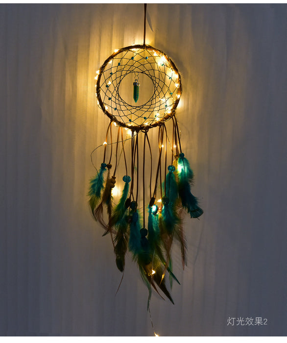 Turquesa Turquoise India Feather Lights Catcher Dream Catcher JDC-DC-Mengs058