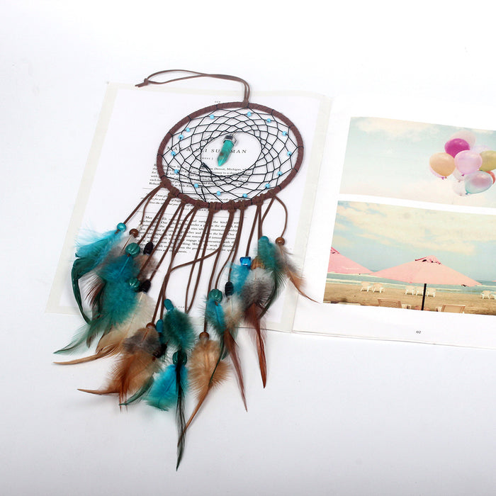 Wholesale Turquoise Indian Feather Christmas Lights Dream Catcher JDC-DC-MengS058