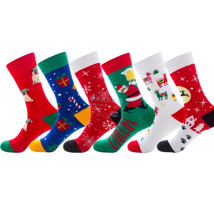 Wholesale Socks Cotton Christmas Old Man Elk Snowflake MOQ≥3 JDC-SK-ZhuoQi003