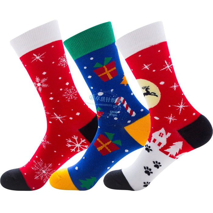 Wholesale Socks Cotton Christmas Old Man Elk Snowflake MOQ≥3 JDC-SK-ZhuoQi003