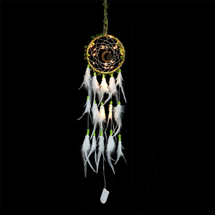 Wholesale Dream Catcher Feather Art Handmade With LED Light Ornament MOQ≥2 JDC-DC-HaoR003