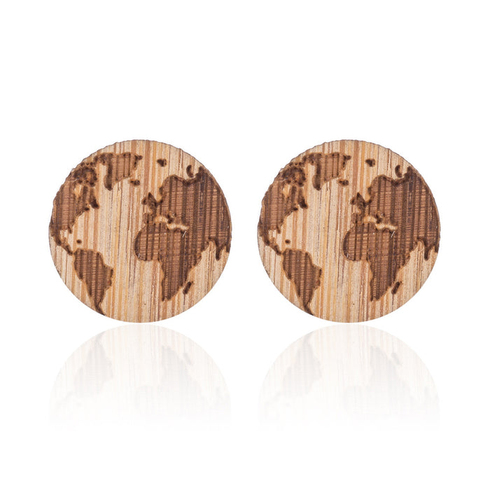 Wholesale Map Wooden Earrings JDC-ES-SS014